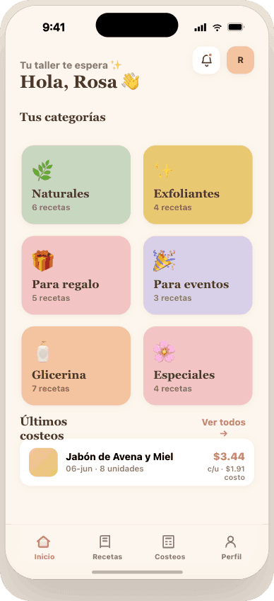 Dashboard de la app Jabonera