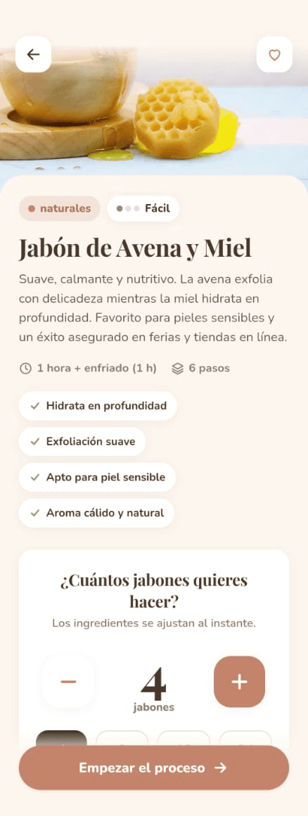 Receta escalable en Jabonera